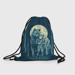 Рюкзак-мешок 3D Старик с волком