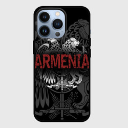 Чехол для iPhone 13 Pro Герб Армении с надписью Armenia