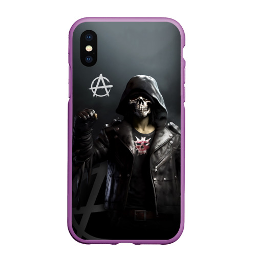 Чехол для iPhone XS Max матовый Зомби анархист, цвет фиолетовый