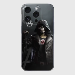 Чехол для iPhone 15 Pro силиконовый с защитой камеры Зомби анархист
