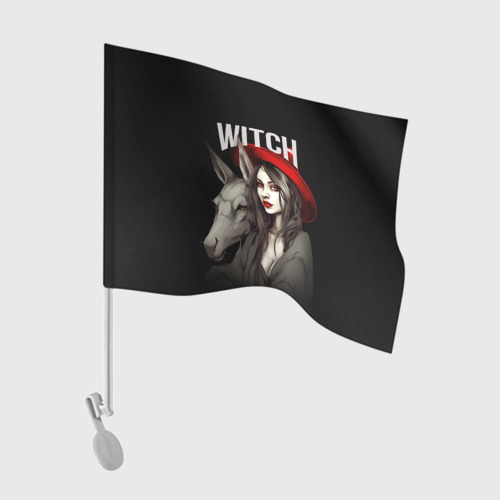 Флаг для автомобиля Ведьма с ослом