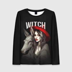 Женский лонгслив 3D Ведьма с ослом