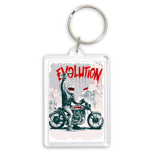 Брелок прямоугольный 35*50 Evolution - motorcycle