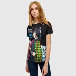 Женская футболка 3D Гиу Томиока на фоне волн - фото 2