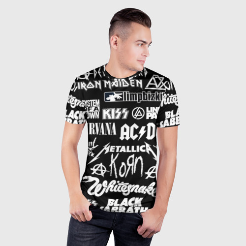 Мужская футболка 3D Slim с принтом Сборник тяжёлого рока, фото на моделе #1