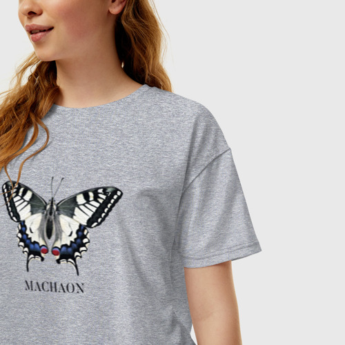 Женская футболка хлопок Oversize с принтом Бабочка Махаон, фото на моделе #1