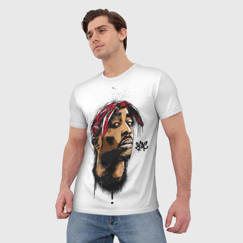 Мужская футболка 3D 2Pac - Тупак Шакур, цвет 3D печать - фото 3