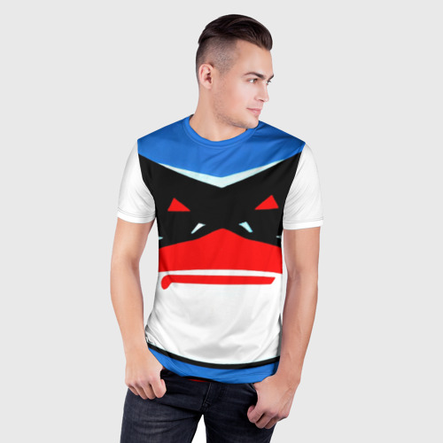 Мужская футболка 3D Slim с принтом Пингвин злой, фото на моделе #1