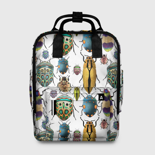 Женский рюкзак 3D с принтом Кислотные жуки, вид спереди #2