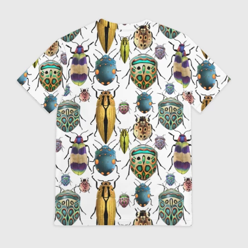 Мужская футболка 3D с принтом Кислотные жуки - картинка 2 Мужская футболка 3D Кислотные жуки - фото 2