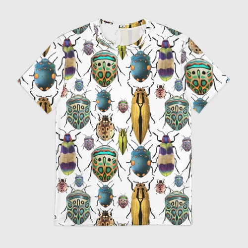 Мужская футболка 3D с принтом Кислотные жуки Мужская футболка 3D Кислотные жуки