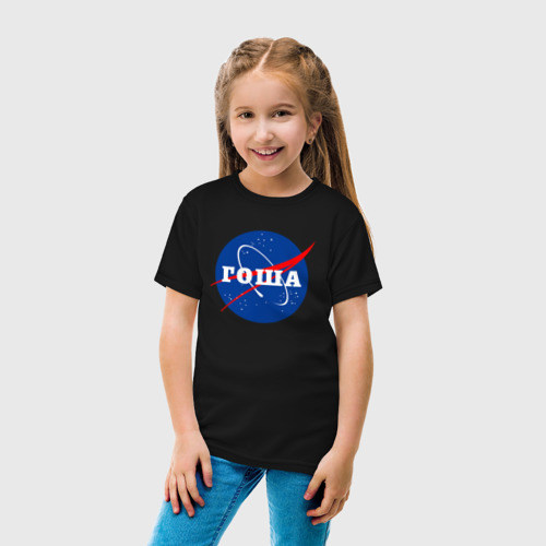 Детская футболка хлопок Гоша НАСА, цвет черный - фото 5