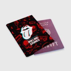 Обложка для паспорта матовая кожа Rolling Stones rock glitch - фото 2