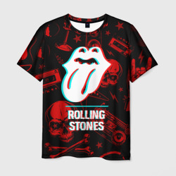Мужская футболка 3D Rolling Stones rock glitch