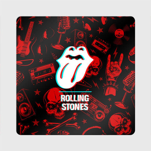 Магнит виниловый Квадрат Rolling Stones rock glitch