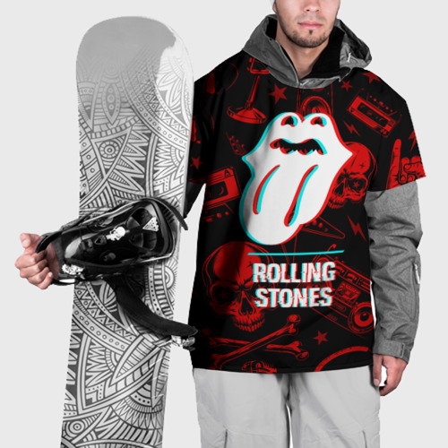 Накидка на куртку 3D Rolling Stones rock glitch, цвет 3D печать