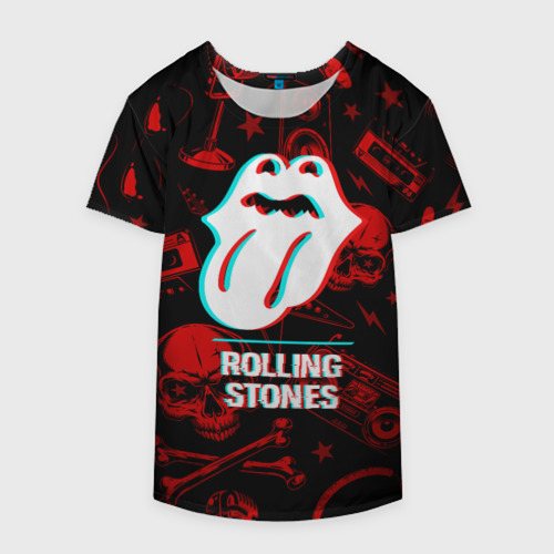 Накидка на куртку 3D Rolling Stones rock glitch, цвет 3D печать - фото 4