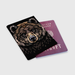 Обложка для паспорта матовая кожа Медведь в этническом стиле - фото 2