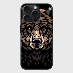 Чехол силиконовый для Apple iPhone 15 Pro матовый Медведь в этническом стиле