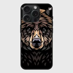 Чехол силиконовый для Apple iPhone 15 Pro матовый Медведь в этническом стиле