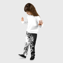 Детские брюки 3D Черно-белая птица среди узорчатых цветов - фото 2