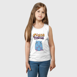 Майка с принтом Глупая Крыса из Pizza Tower для ребенка, вид на модели спереди №2. Цвет основы: белый