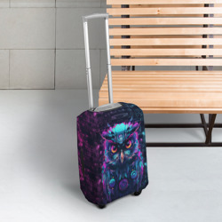 Чехол для чемодана 3D Сова в стиле Киберпанк - фото 2