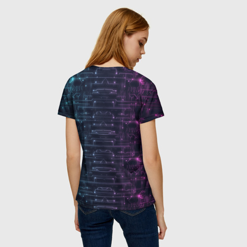 Женская футболка 3D Сова в стиле Киберпанк, цвет 3D печать - фото 4