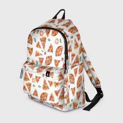 Рюкзак 3D Кусочки пиццы - паттерн на белом