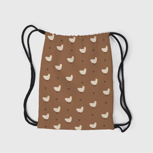Рюкзак-мешок 3D Гуси и травка - паттерн коричневый - фото 7
