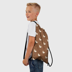 Рюкзак-мешок 3D Гуси и травка - паттерн коричневый - фото 2