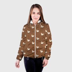 Женская куртка 3D Гуси и травка - паттерн коричневый - фото 2