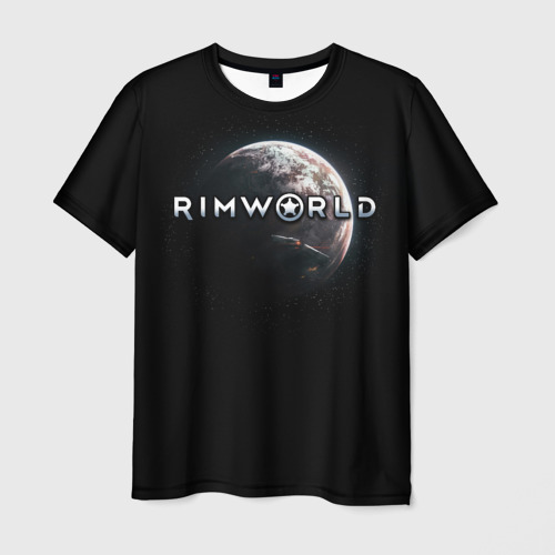Мужская футболка с принтом Rimworld planet, вид спереди №1
