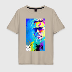 Мужская футболка хлопок Oversize Brad Pitt - sketch - pop art