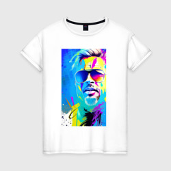 Женская футболка хлопок Brad Pitt - sketch - pop art