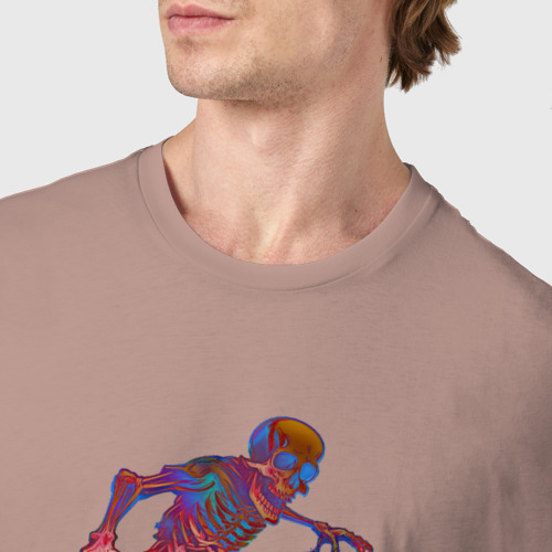 Мужская футболка хлопок Skeleton Skater Negative, цвет пыльно-розовый - фото 6