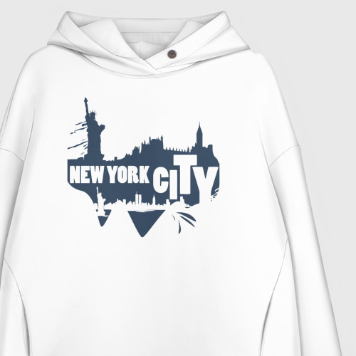 Женское худи Oversize хлопок City New York, цвет белый - фото 3