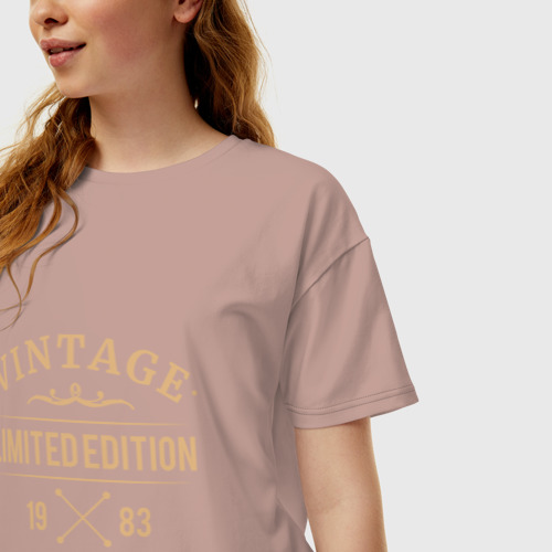 Женская футболка хлопок Oversize Vintage limited edition 1983, цвет пыльно-розовый - фото 3