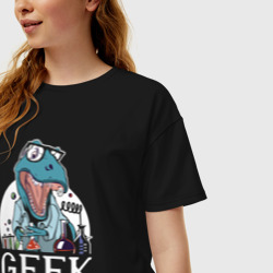 Женская футболка хлопок Oversize Geek rex - фото 2