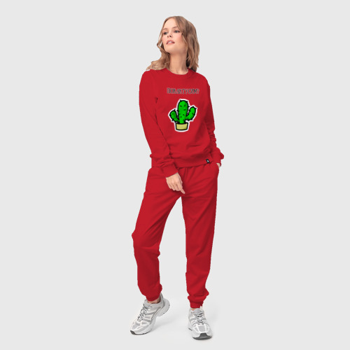 Женский костюм хлопок Зеленый кактус - покактусим, цвет красный - фото 3
