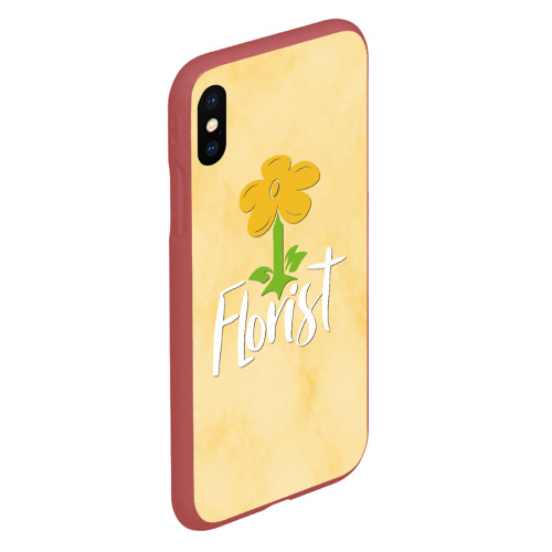 Чехол для iPhone XS Max матовый Florist with a flower, цвет красный - фото 3