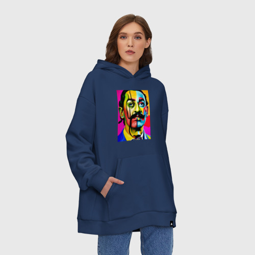 Худи SuperOversize хлопок Salvador Dali - pop art - sketch, цвет темно-синий - фото 4