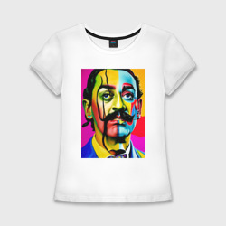 Женская футболка хлопок Slim Salvador Dali - pop art - sketch