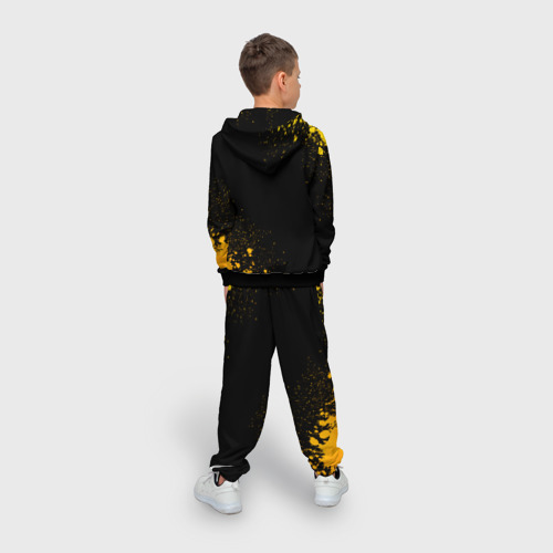 Детский 3D костюм с принтом Chainsaw Man - gold gradient: надпись, символ, вид сзади #2