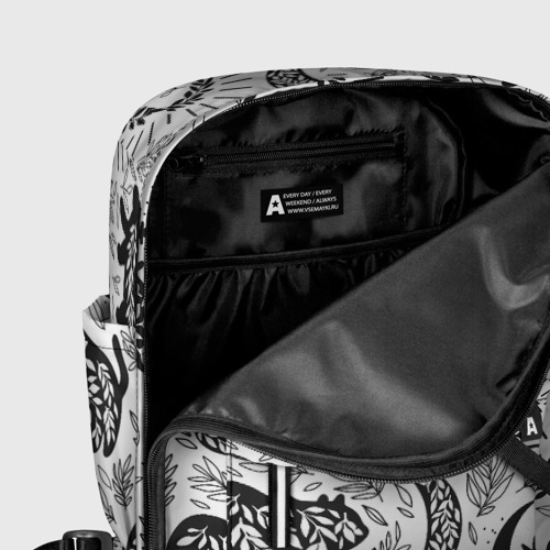 Женский рюкзак 3D с принтом Веточки и лесные звери - паттерн, фото #5