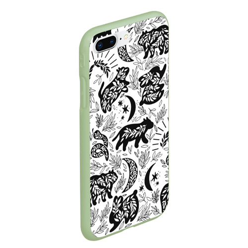 Чехол для iPhone 7Plus/8 Plus матовый с принтом Веточки и лесные звери - паттерн, вид сбоку #3
