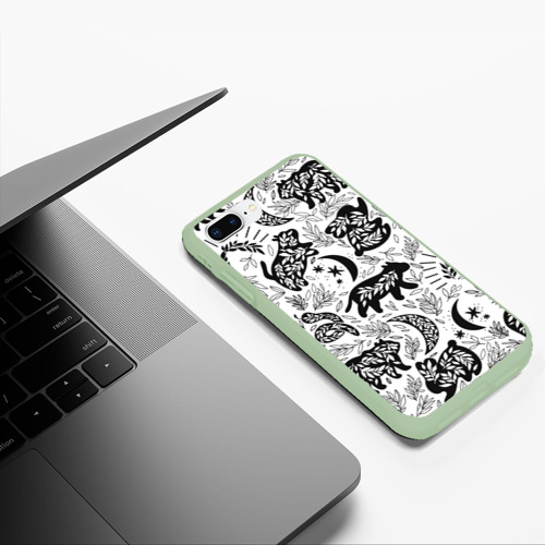 Чехол для iPhone 7Plus/8 Plus матовый с принтом Веточки и лесные звери - паттерн, фото #5