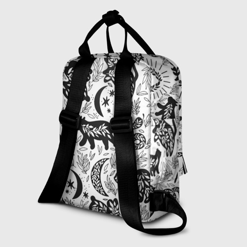 Женский рюкзак 3D с принтом Веточки и лесные звери - паттерн, вид сзади #1