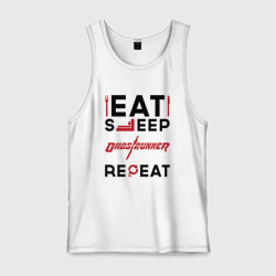 Мужская майка хлопок Надпись: eat sleep Ghostrunner repeat