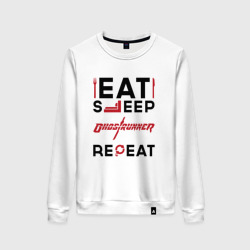 Женский свитшот хлопок Надпись: eat sleep Ghostrunner repeat